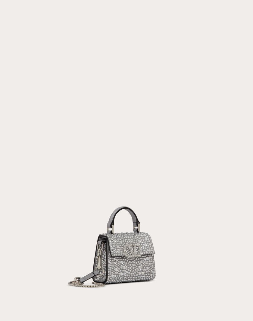 Valentino Handbags Borsa A Mano Micro Vsling Ricamata per Donna in Grigio/crystal | Valentino IT Novità