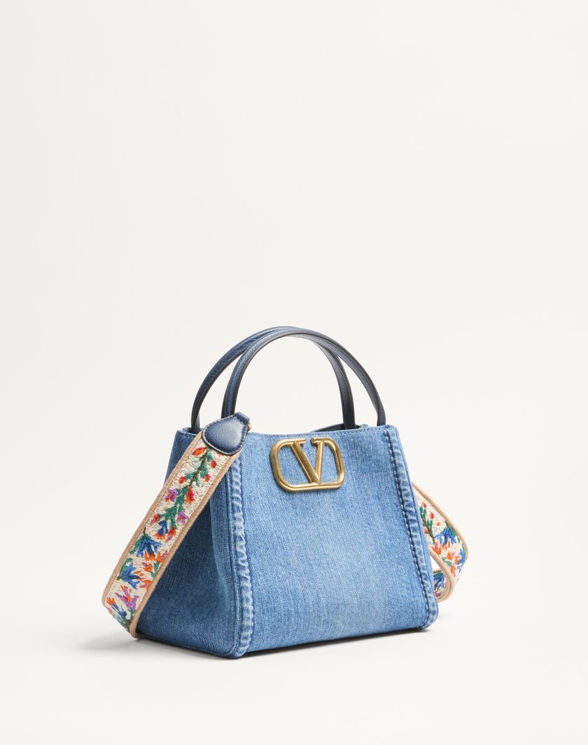 Valentino Handbags Borsa A Mano Media Valentino Garavani Alltime In Denim Con Tracolla Nastro Ricamato per Donna in Denim/worker/multicolor | Valentino IT Presa