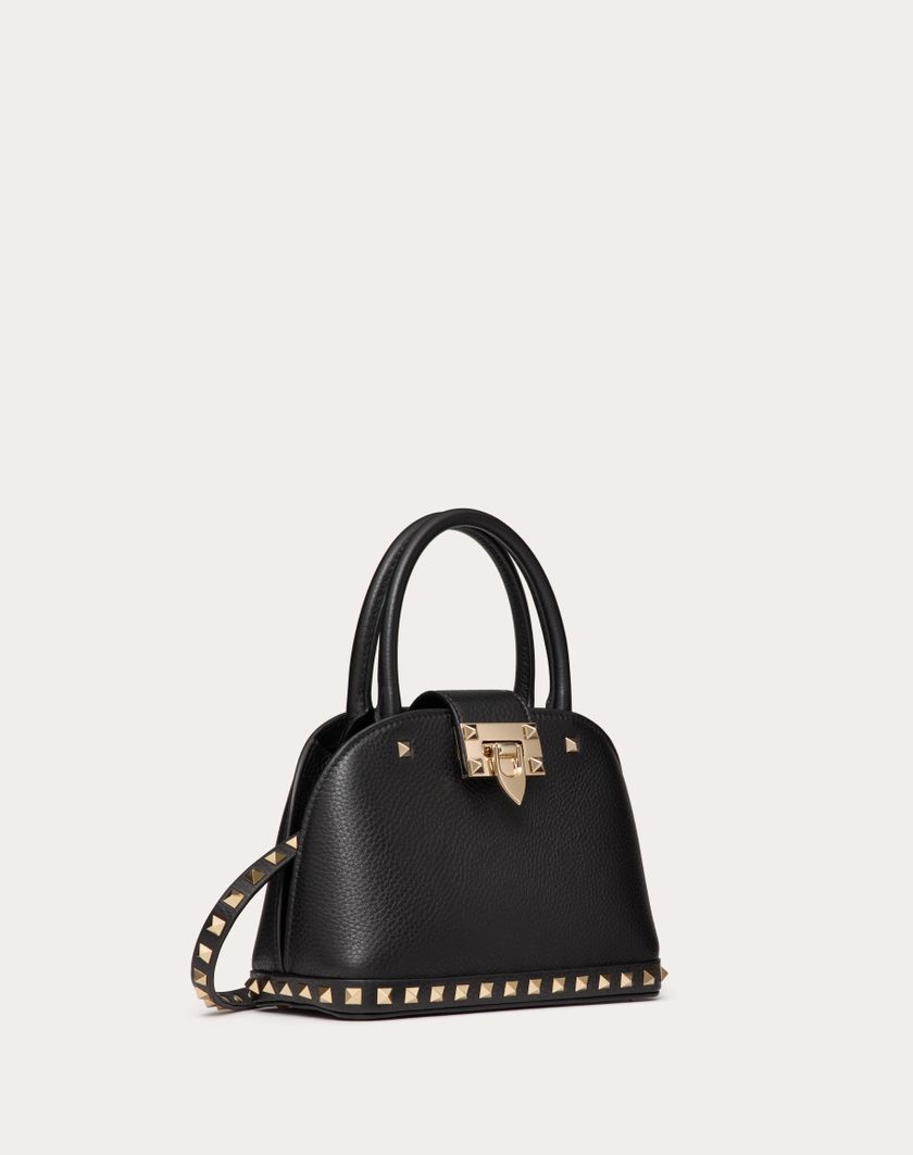 Valentino Handbags Borsa Piccola A Mano Valentino Garavani Rockstud In Vitello Granato per Donna in Nero | Valentino IT Saldi