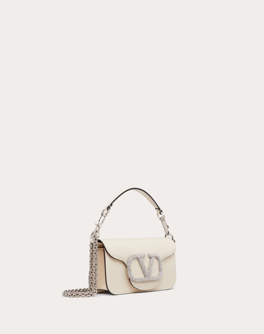 Valentino Handbags Borsa Piccola A Spalla Valentino Garavani Locò Con Logo Gioiello per Donna in Light Ivory | Valentino IT Nuova