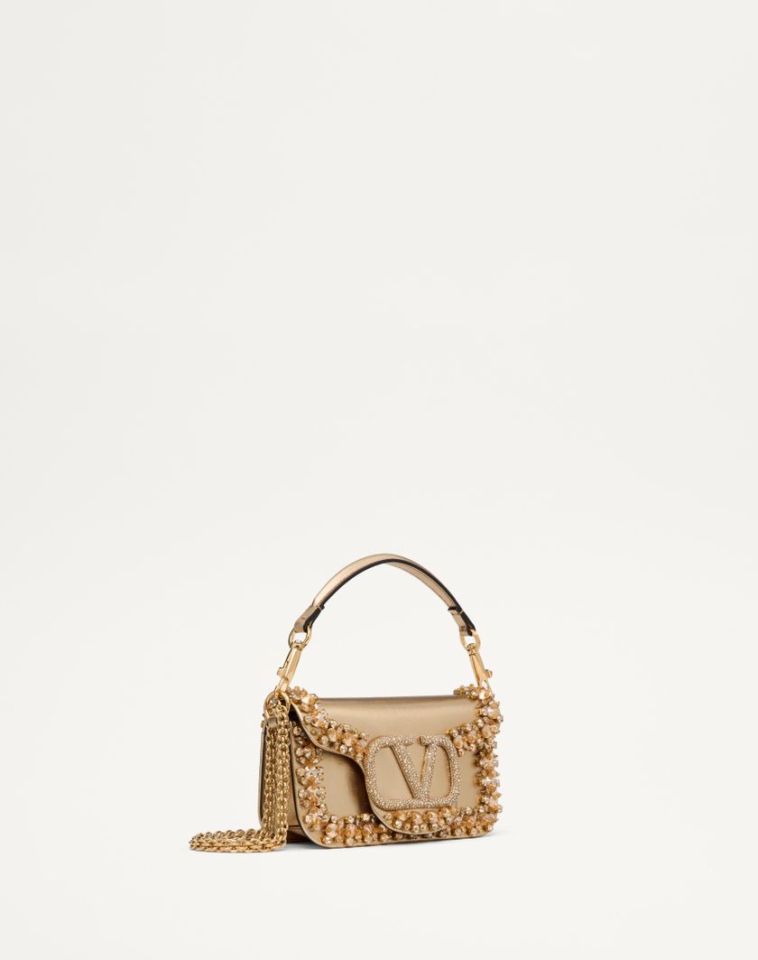 Valentino Handbags Borsa Piccola A Spalla Valentino Garavani Locò Ricamata per Donna in Crystal/oro | Valentino IT Spedizione Gratuita