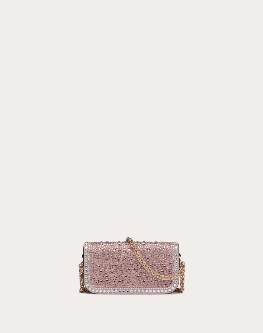 Valentino Handbags Borsa Piccola A Spalla Valentino Garavani Locò Con Strass per Donna in Crystal/rose Quartz/platino | Valentino IT Soddisfazione Garantita