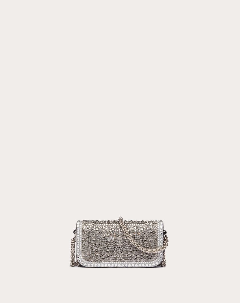 Valentino Handbags Borsa Piccola A Spalla Valentino Garavani Locò Con Strass per Donna in Crystal/nero/antracite | Valentino IT Qualità Garantita