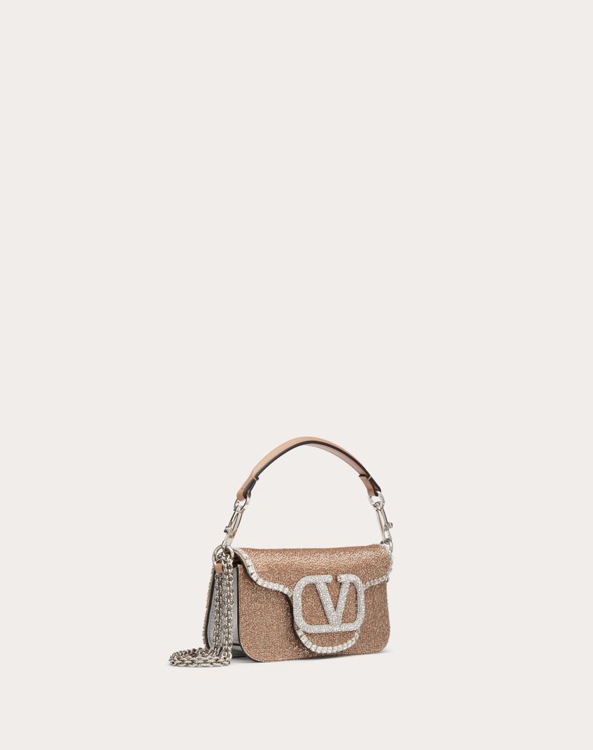 Valentino Handbags Borsa Piccola A Spalla Valentino Garavani Locò Ricamata per Donna in Crystal | Valentino IT Negozi Online