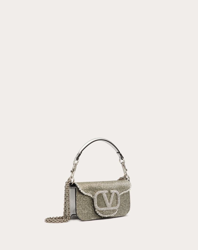 Valentino Handbags Borsa Piccola A Spalla Valentino Garavani Locò Ricamata per Donna in Silver/crystal | Valentino IT Acquista Ora