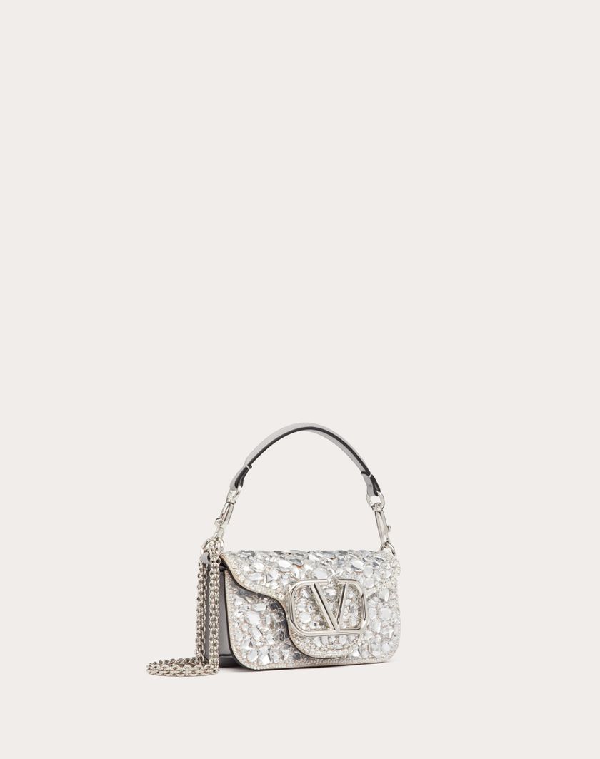 Valentino Handbags Borsa Piccola A Spalla Locò Con Cristalli per Donna in Argento | Valentino IT Consegna Veloce