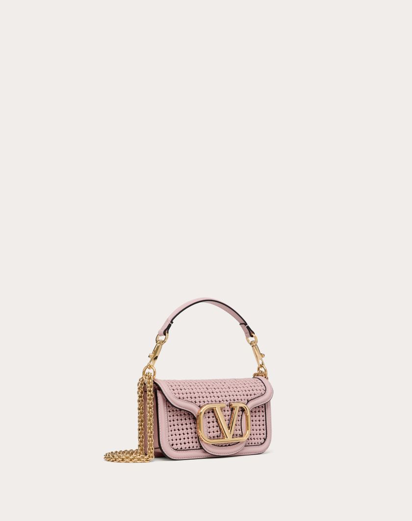Valentino Handbags Borsa Piccola A Spalla Valentino Garavani Locò In Pelle Intrecciata per Donna in Rose Quartz | Valentino IT Promozione Limitata