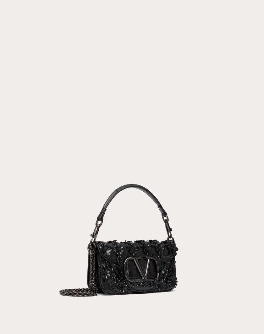 Valentino Handbags Borsa Piccola A Spalla Valentino Garavani Locò Ricamata In Anguilla per Donna in Nero | Valentino IT Shopping Online