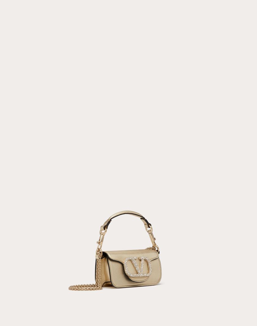 Valentino Handbags Borsa Micro Con Catena Valentino Garavani Locò Con Logo Gioiello per Donna in Platino/crystal | Valentino IT Saldi