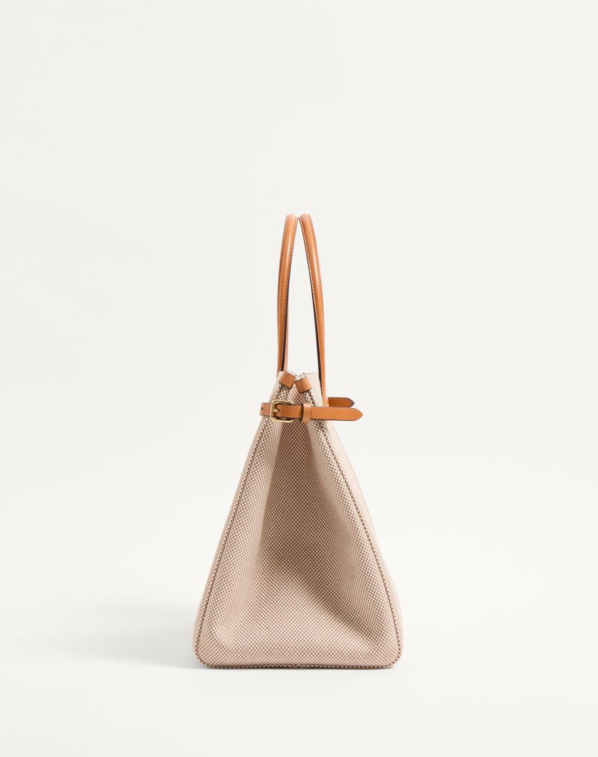 Valentino Handbags Borsa Shopping Media Valentino Garavani Antibes In Canvas per Donna in Naturale/tabacco | Valentino IT Vendite Flash