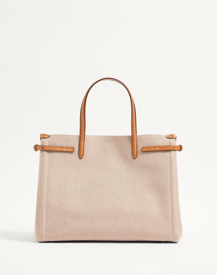Valentino Handbags Borsa Shopping Media Valentino Garavani Antibes In Canvas per Donna in Naturale/tabacco | Valentino IT Vendite Flash
