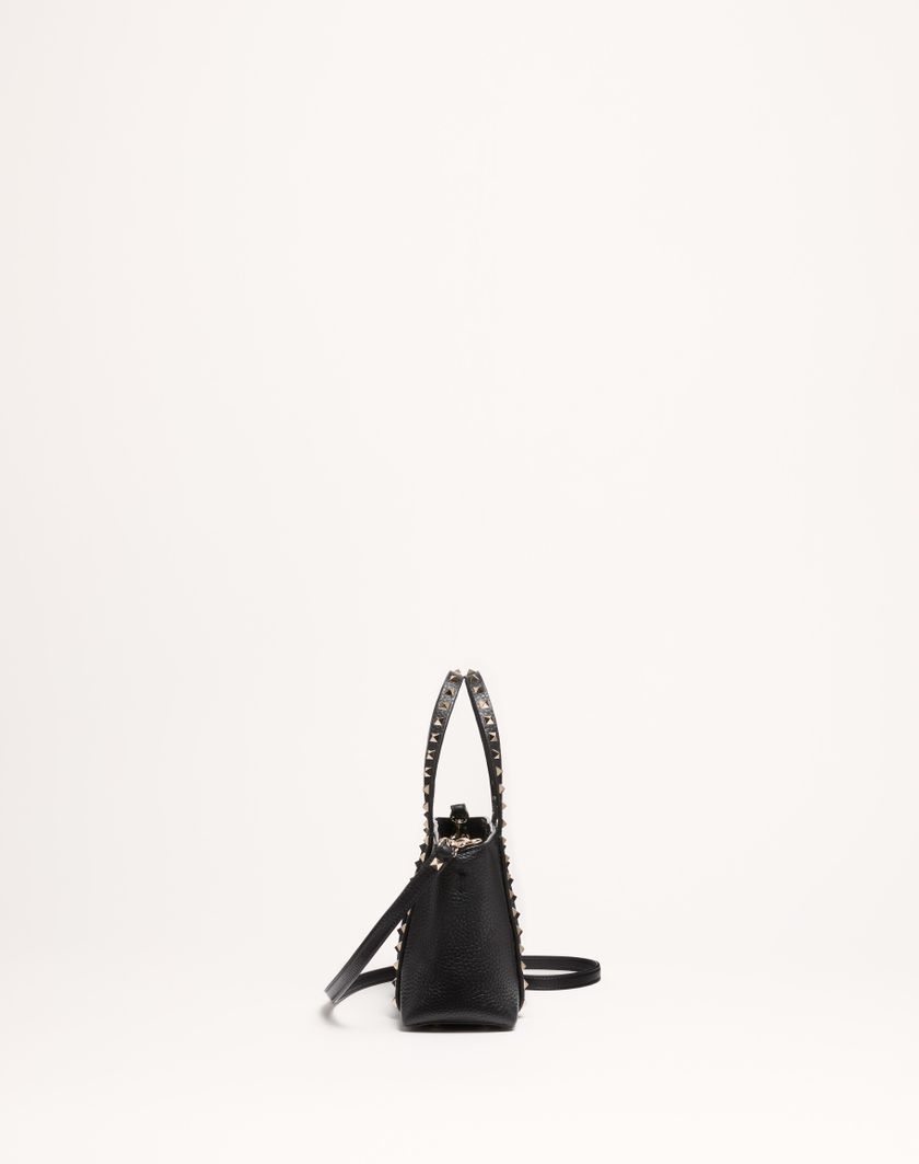 Valentino Handbags Borsa Shopping Piccola Valentino Garavani Rockstud In Vitello Granato per Donna in Nero | Valentino IT Moda