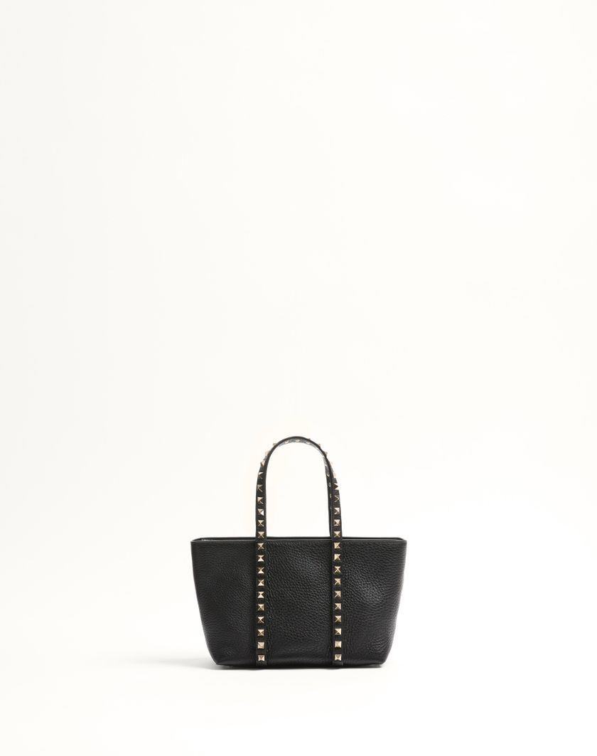 Valentino Handbags Borsa Shopping Piccola Valentino Garavani Rockstud In Vitello Granato per Donna in Nero | Valentino IT Moda