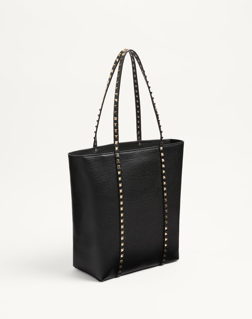 Valentino Handbags Borsa Shopping Valentino Garavani Rockstud In Vitello Granato per Donna in Nero | Valentino IT 2025