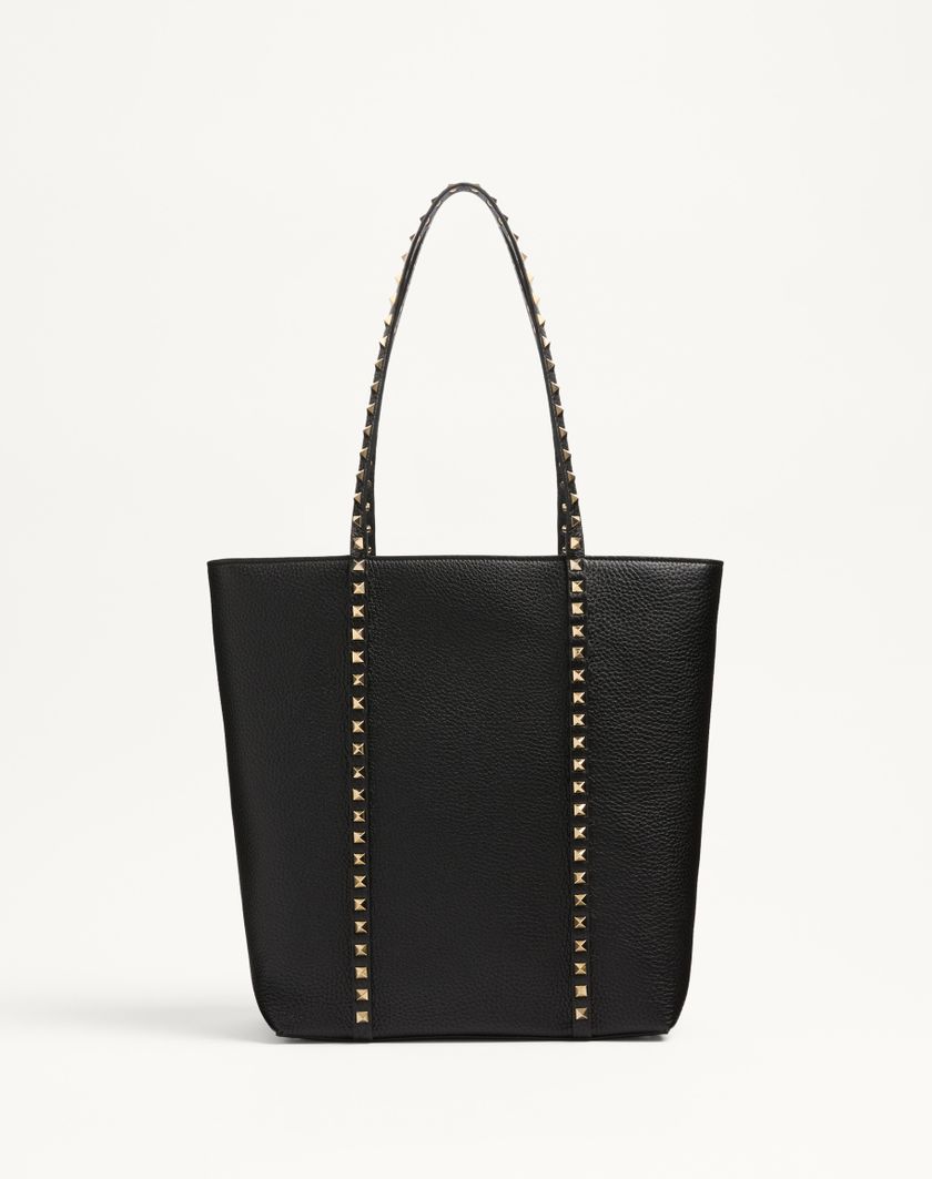 Valentino Handbags Borsa Shopping Valentino Garavani Rockstud In Vitello Granato per Donna in Nero | Valentino IT 2025