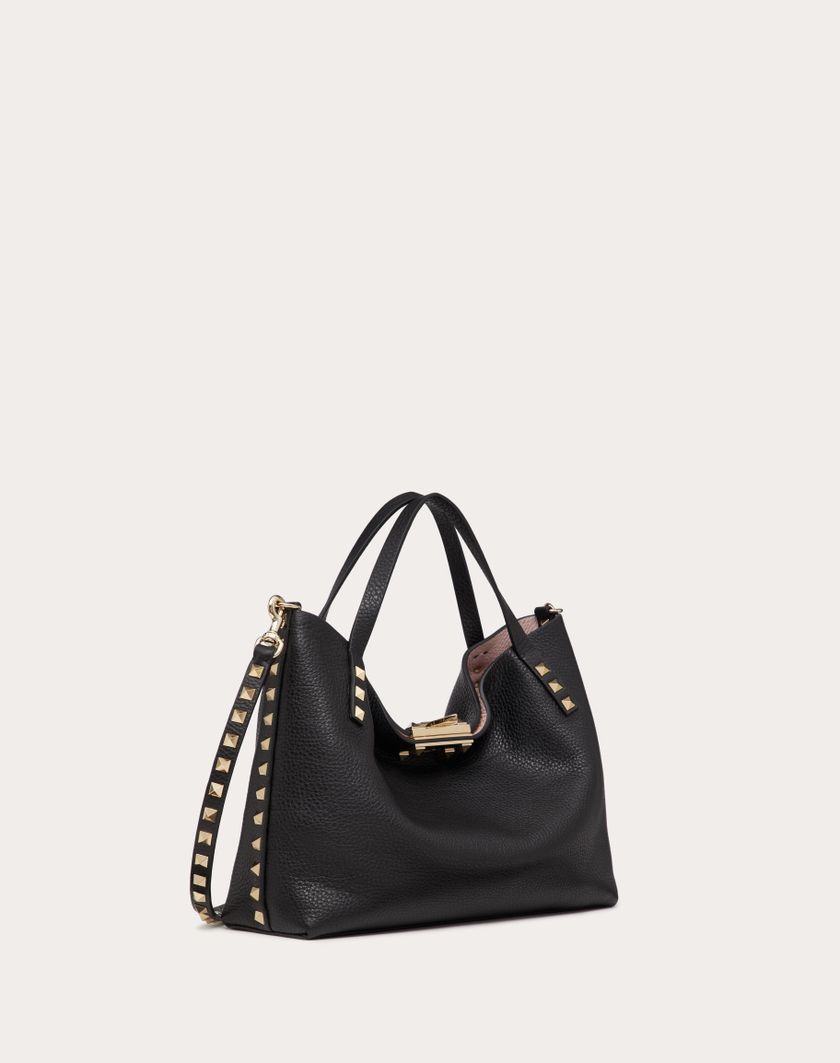 Valentino Handbags Borsa Piccola Rockstud In Vitello Granato Con Fodera A Contrasto per Donna in Nero/rose Quartz | Valentino IT Italy