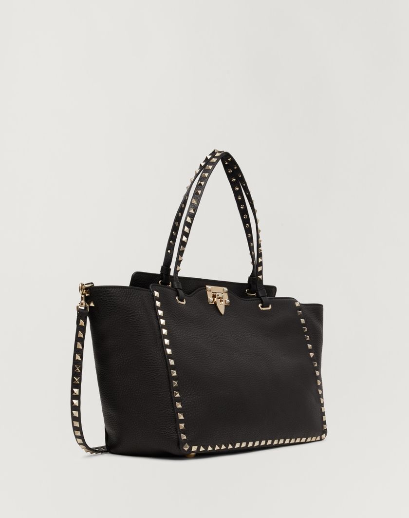Valentino Handbags Borsa Media Rockstud In Vitello Granato per Donna in Nero | Valentino IT 2025