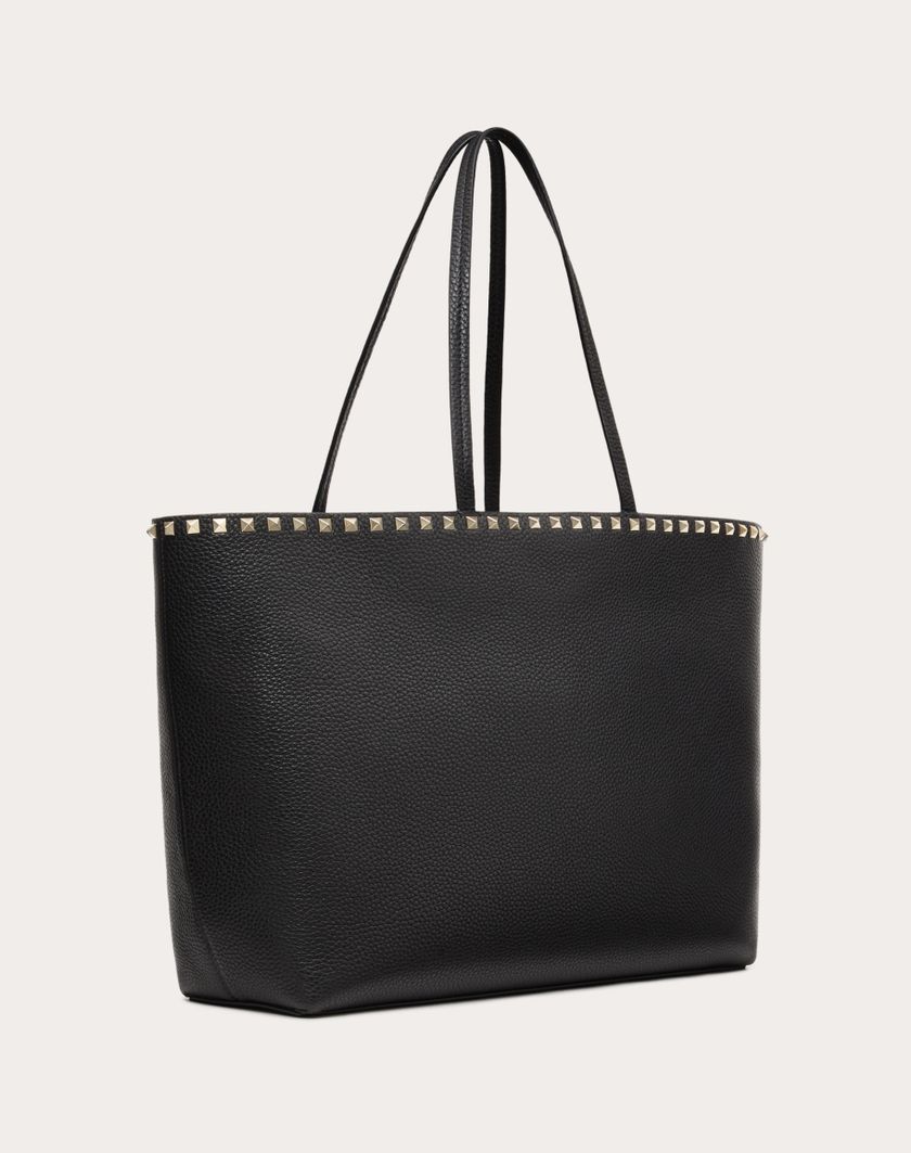 Valentino Handbags Borsa Shopping Rockstud In Vitello Granato per Donna in Nero | Valentino IT Nuovo