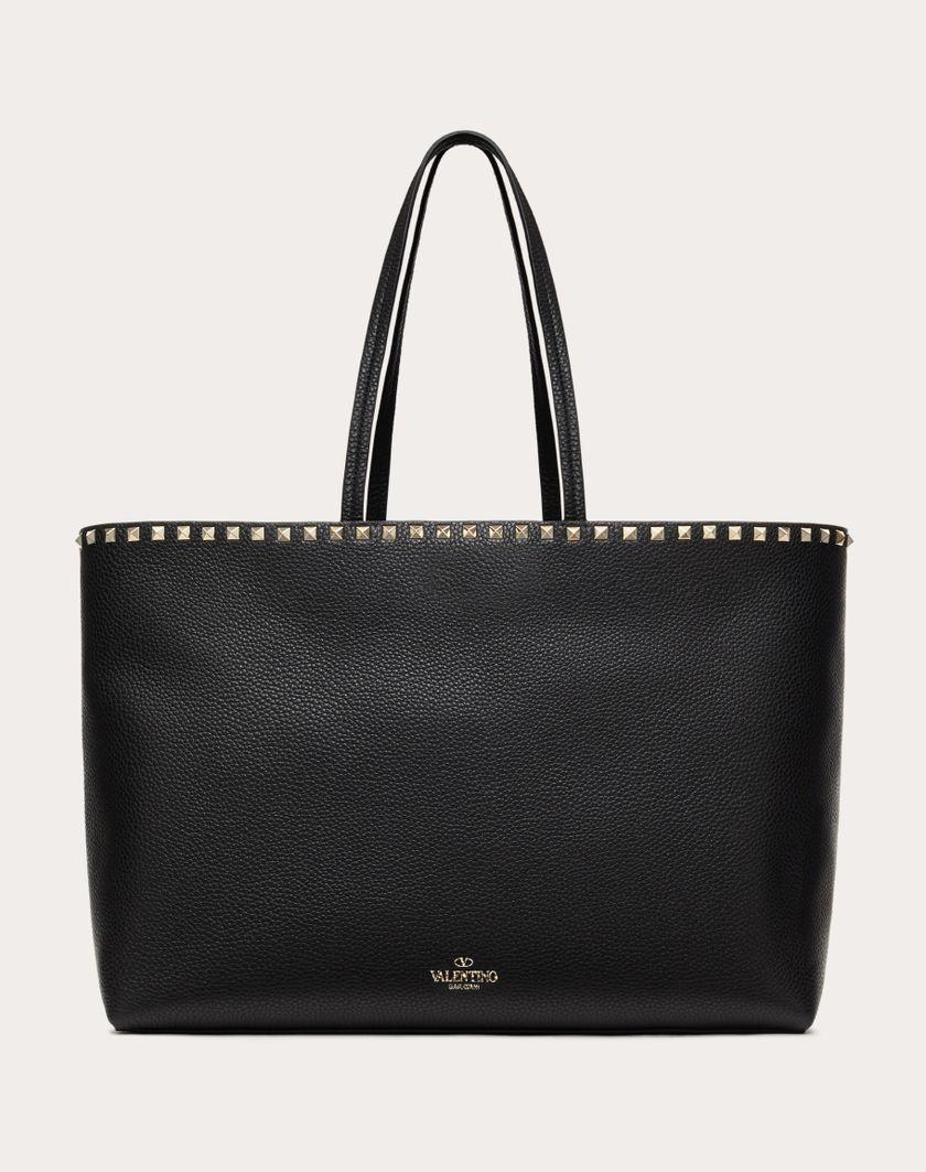Valentino Handbags Borsa Shopping Rockstud In Vitello Granato per Donna in Nero | Valentino IT Nuovo