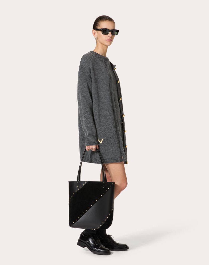 Valentino Handbags Borsa Shopping Valentino Garavani Valentino Garavani Rockstud Wispy In Vitello E Camoscio per Donna in Nero | Valentino IT Promozione