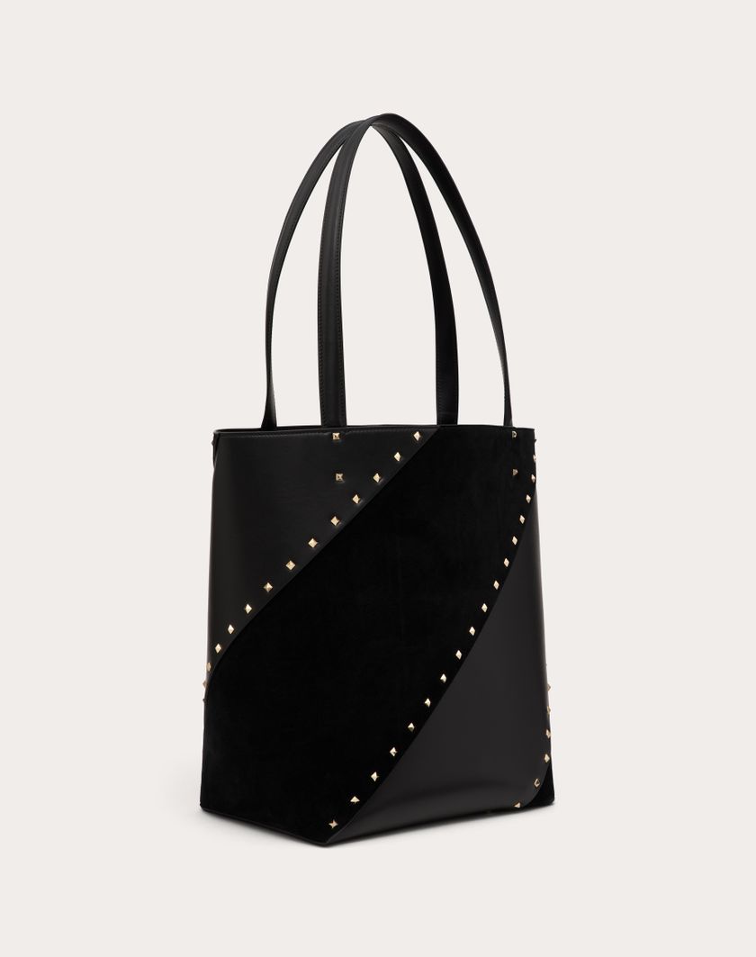 Valentino Handbags Borsa Shopping Valentino Garavani Valentino Garavani Rockstud Wispy In Vitello E Camoscio per Donna in Nero | Valentino IT Promozione
