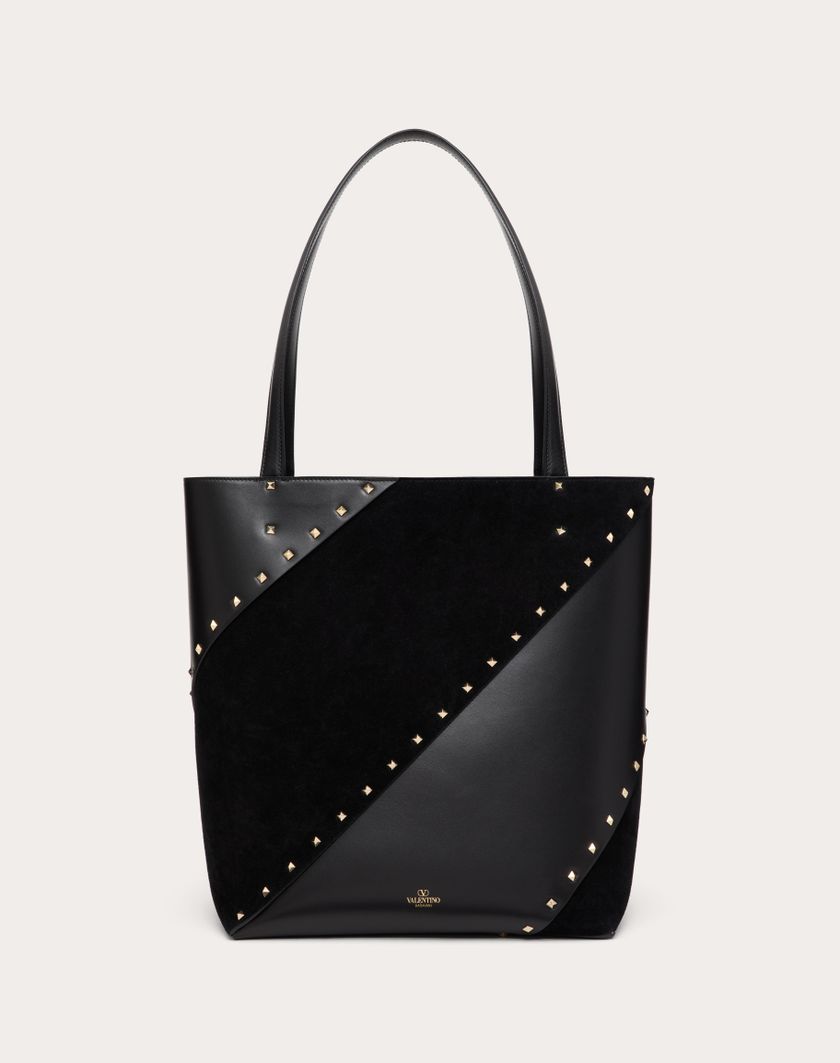 Valentino Handbags Borsa Shopping Valentino Garavani Valentino Garavani Rockstud Wispy In Vitello E Camoscio per Donna in Nero | Valentino IT Promozione