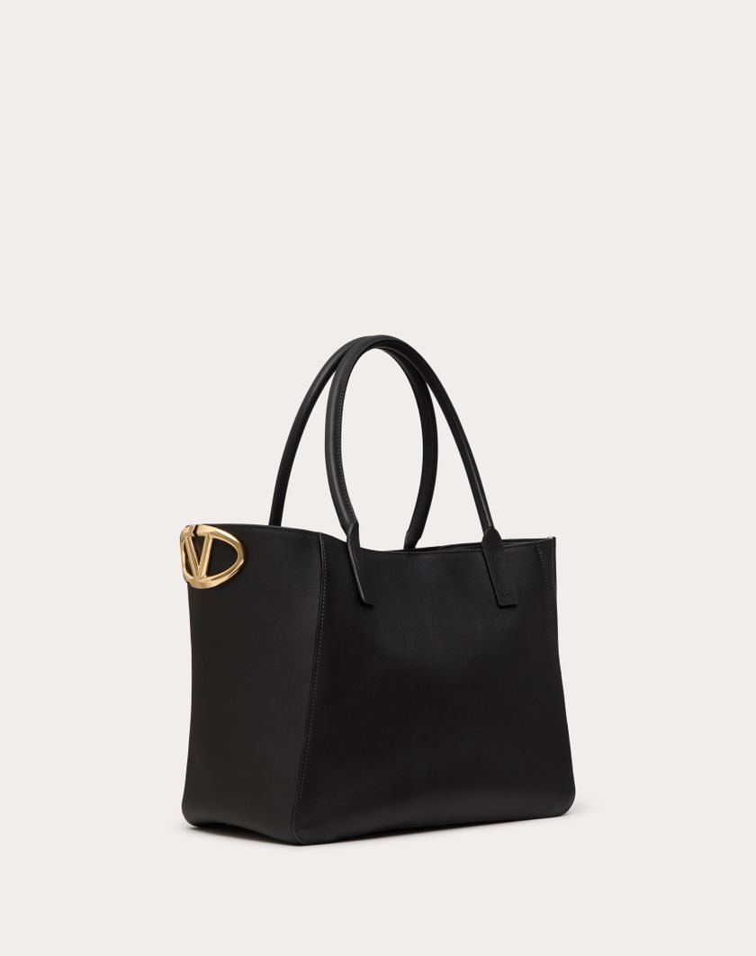 Valentino Handbags Borsa Shopping Vlogo Side In Vitello Nappato per Donna in Nero | Valentino IT Negozi Online