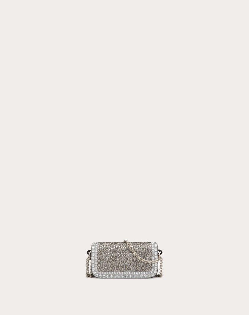 Valentino Handbags Borsa Micro Con Catena Valentino Garavani Locò Con Strass per Donna in Crystal/nero/antracite | Valentino IT Consegna Veloce