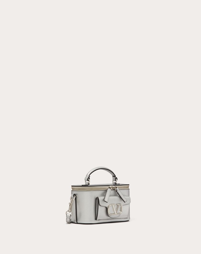 Valentino Handbags Mini Borsa A Mano Locò In Vitello Metallizzato per Donna in Argento | Valentino IT Promozione Limitata
