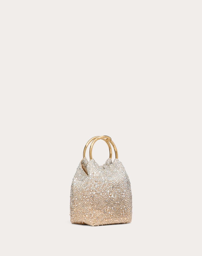 Valentino Handbags Borsa Piccola A Secchiello Valentino Garavani Carry Secrets Ricamata per Donna in Nocciola/crystal/oro | Valentino IT Convenienza