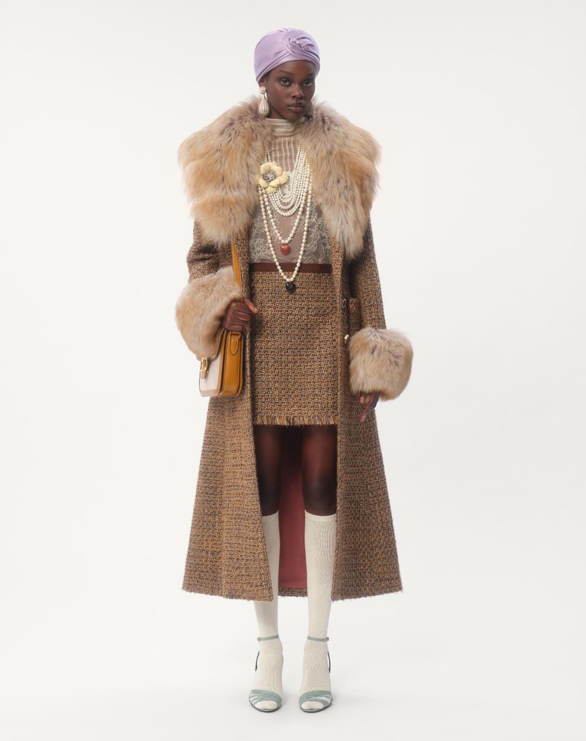 Valentino Handbags Cappotto In Fantasy Tweed per Donna in Marrone/multicolor | Valentino IT Offerte