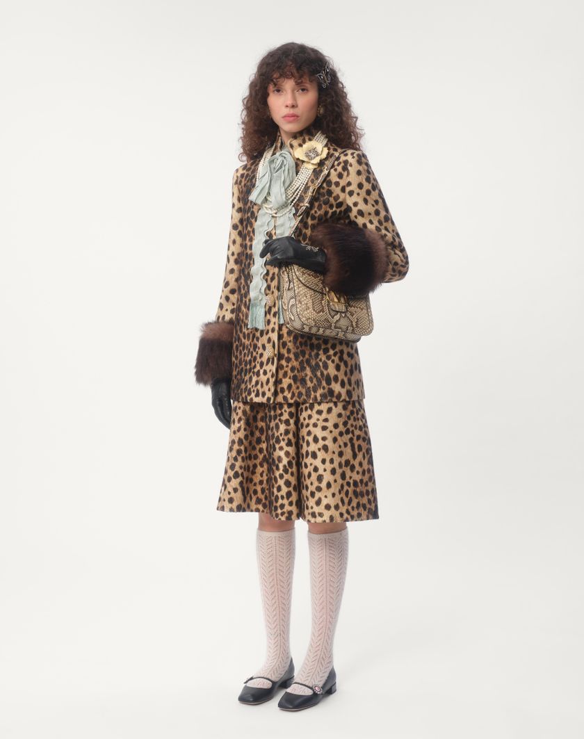 Valentino Handbags Gonna In Panno Stampato Giaguaro Spots per Donna in Animalier | Valentino IT Vendita Economica