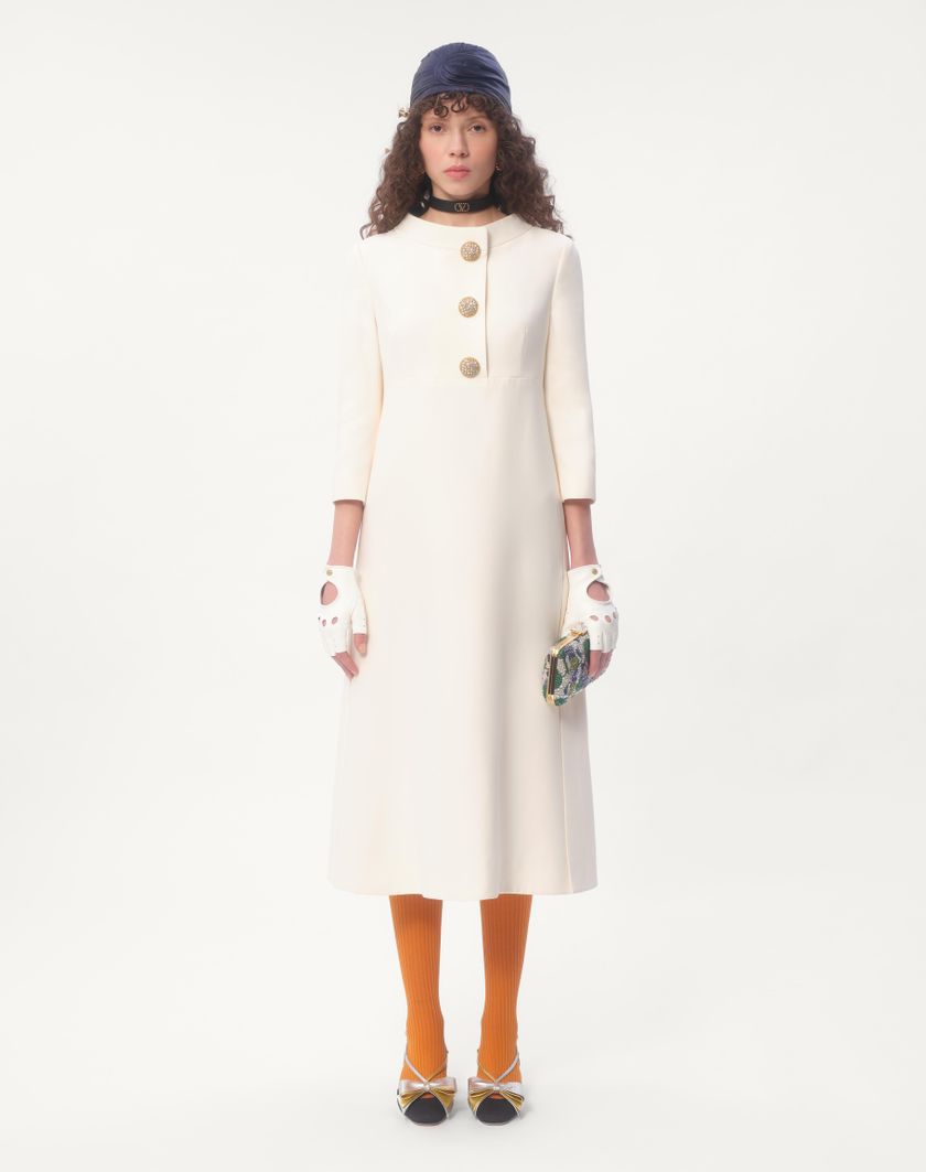 Valentino Handbags Abito Midi In Crepe Couture per Donna in Avorio | Valentino IT In Linea