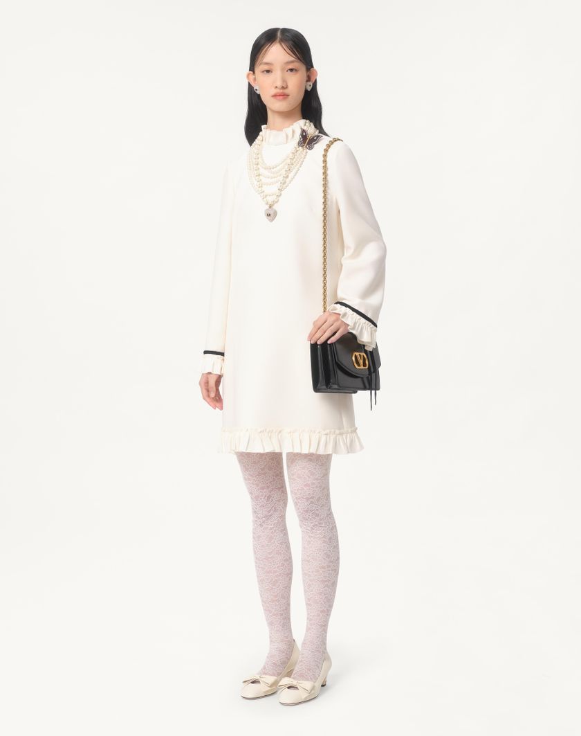 Valentino Handbags Abito Corto In Crepe Couture per Donna in Avorio | Valentino IT Qualità