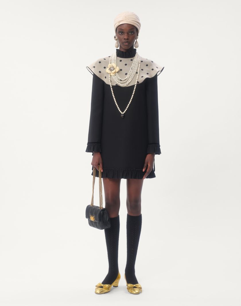 Valentino Handbags Abito Corto In Crepe Couture per Donna in Nero/avorio | Valentino IT Soddisfazione Garantita
