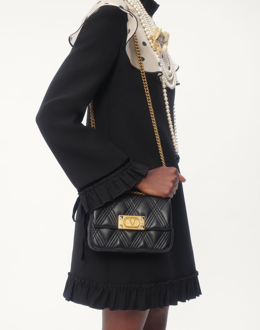 Valentino Handbags Abito Corto In Crepe Couture per Donna in Nero/avorio | Valentino IT Soddisfazione Garantita