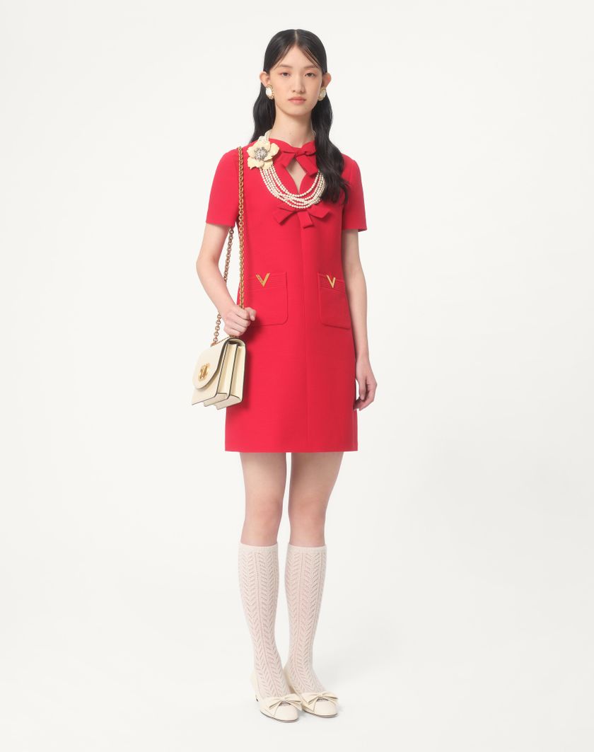 Valentino Handbags Abito Corto In Crepe Couture per Donna in Rosso | Valentino IT Acquista Ora