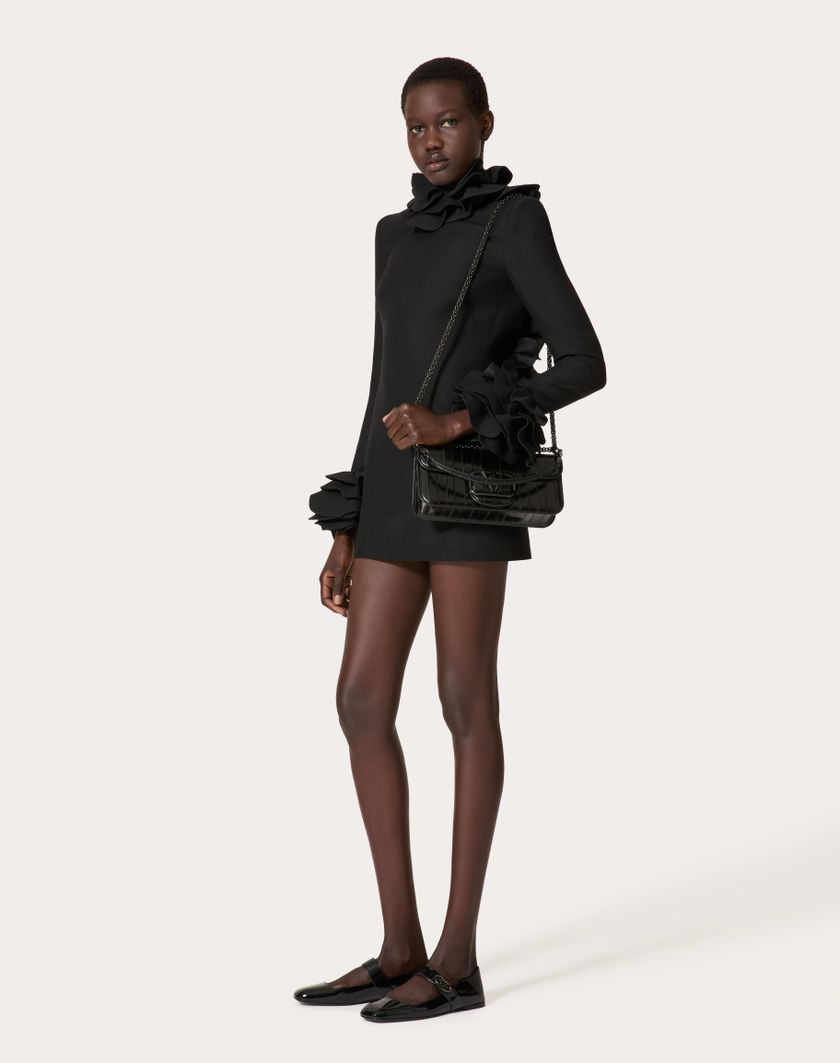 Valentino Handbags Abito Corto In Crepe Couture Ricamato per Donna in Nero | Valentino IT Shopping Online