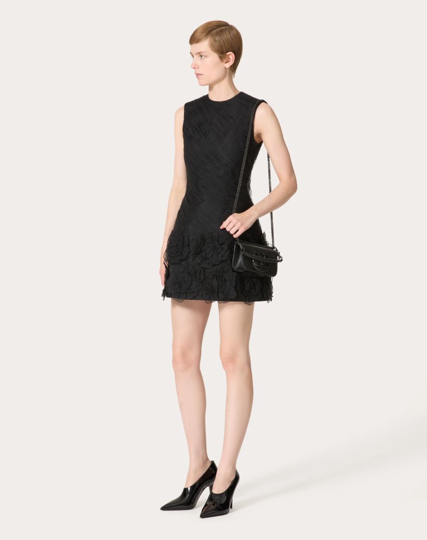 Valentino Handbags Abito Corto In Tulle Illusione Ricamato per Donna in Nero | Valentino IT Prezzo Ridotto