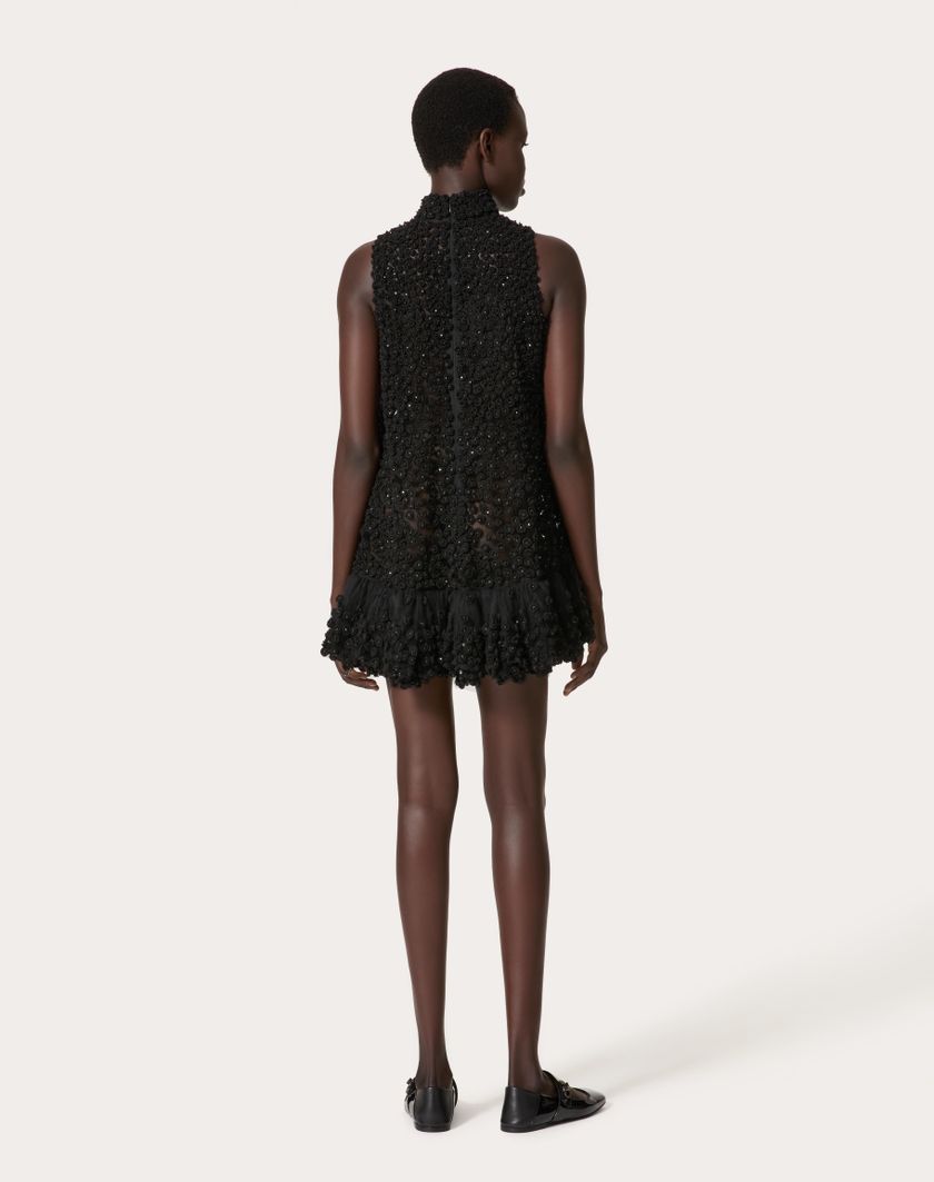 Valentino Handbags Abito Corto In Tulle Illusione Ricamato per Donna in Nero | Valentino IT Online