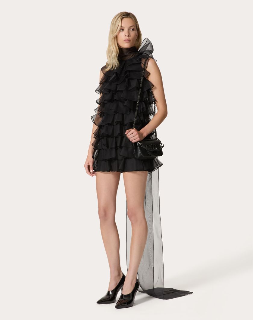 Valentino Handbags Abito Corto In Organza per Donna in Nero | Valentino IT In Vendita