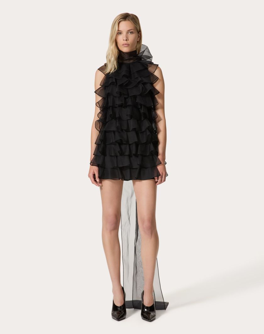 Valentino Handbags Abito Corto In Organza per Donna in Nero | Valentino IT In Vendita
