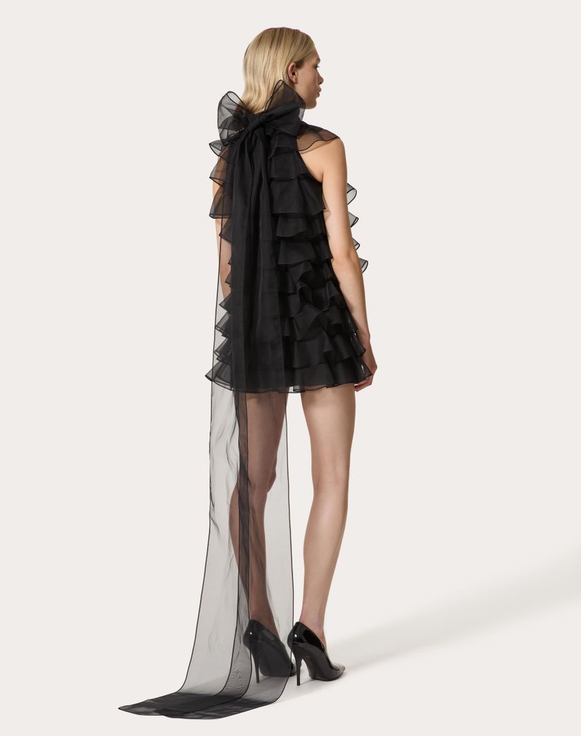 Valentino Handbags Abito Corto In Organza per Donna in Nero | Valentino IT In Vendita