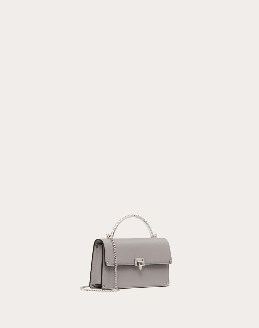 Valentino Handbags Mini Borsa A Mano Rockstud In Vitello per Donna in Grigio | Valentino IT Nuova