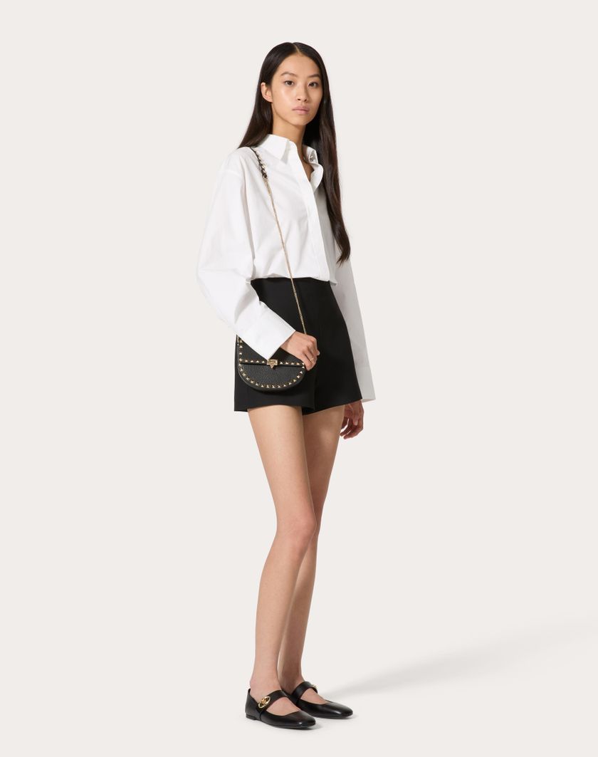 Valentino Handbags Mini Borsa A Tracolla Rockstud In Vitello Granato per Donna in Nero | Valentino IT Italy