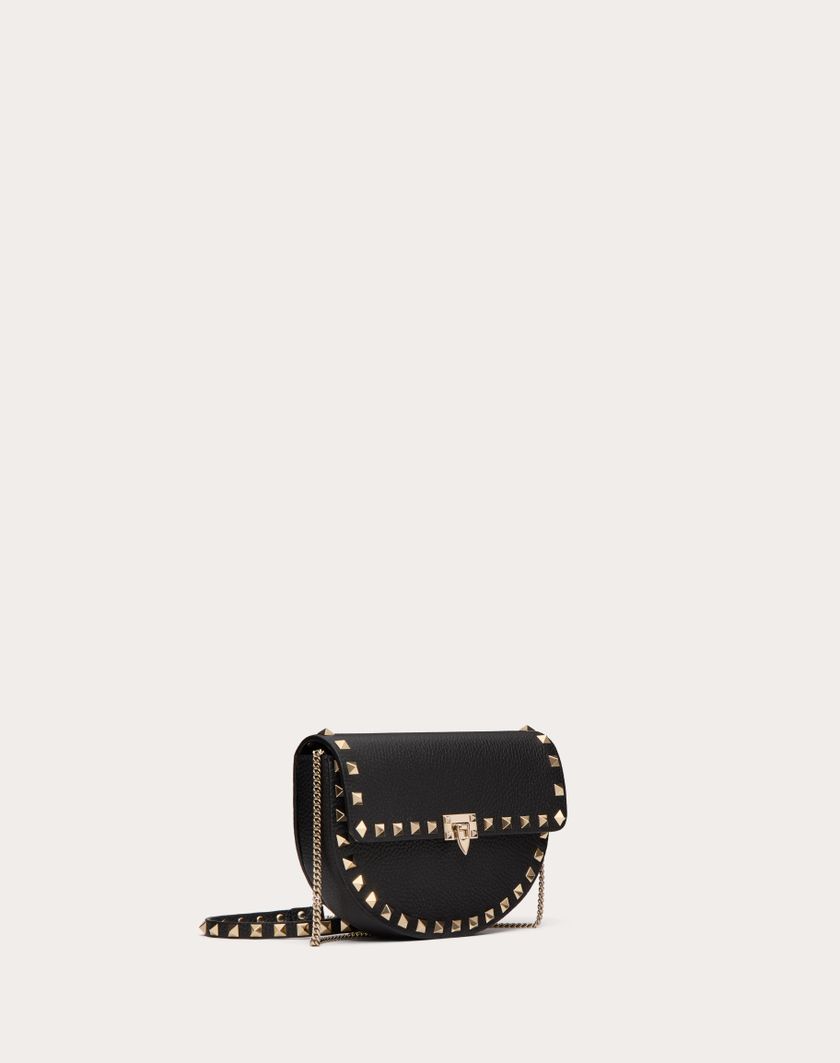 Valentino Handbags Mini Borsa A Tracolla Rockstud In Vitello Granato per Donna in Nero | Valentino IT Italy
