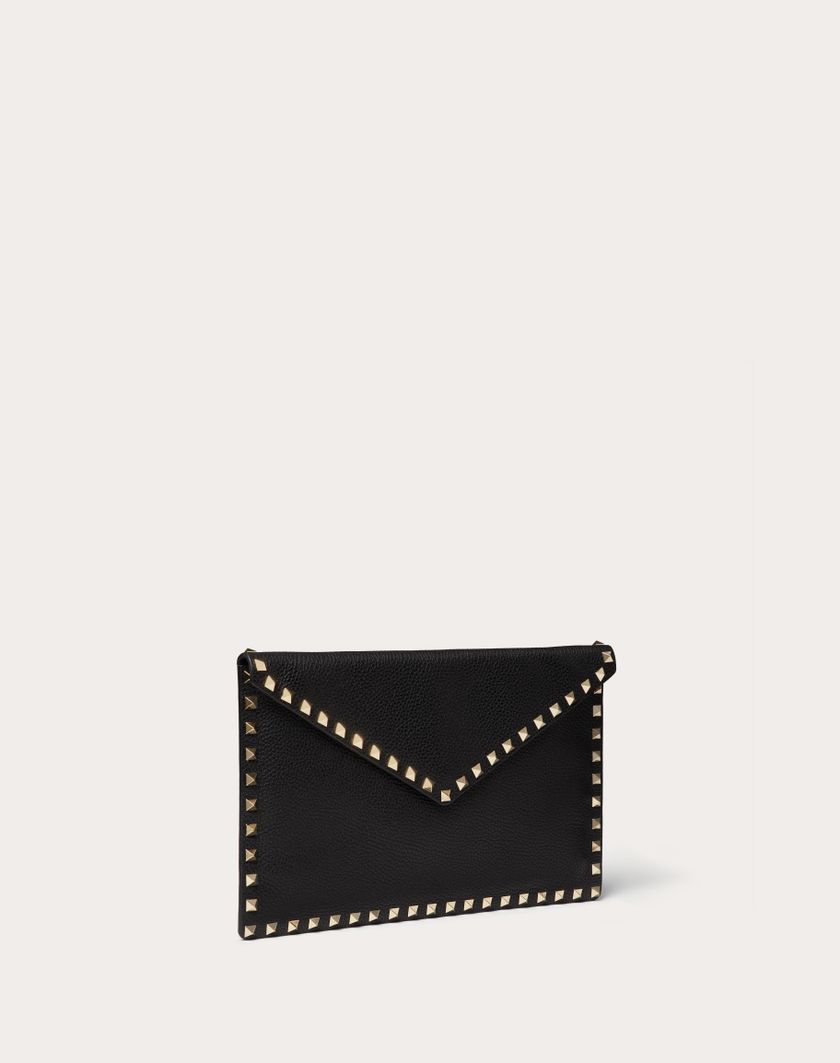 Valentino Handbags Pouch Rockstud In Vitello Granato per Donna in Poudre | Valentino IT Pezzi Unici