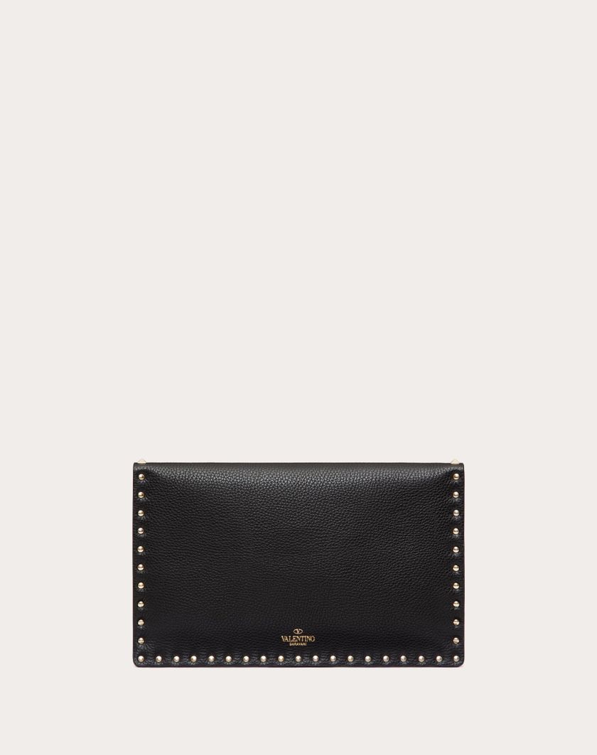 Valentino Handbags Pouch Rockstud In Vitello Granato per Donna in Poudre | Valentino IT Pezzi Unici