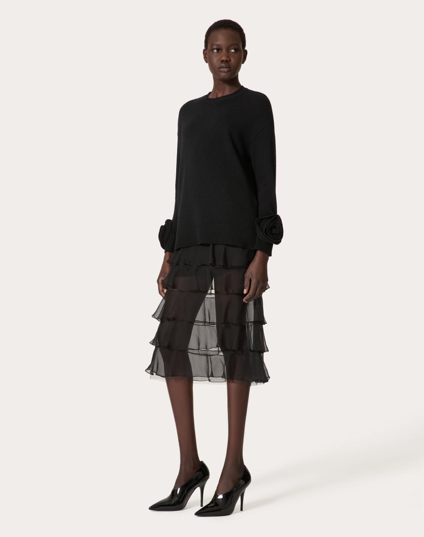 Valentino Handbags Gonna In Chiffon per Donna in Nero | Valentino IT In Vendita