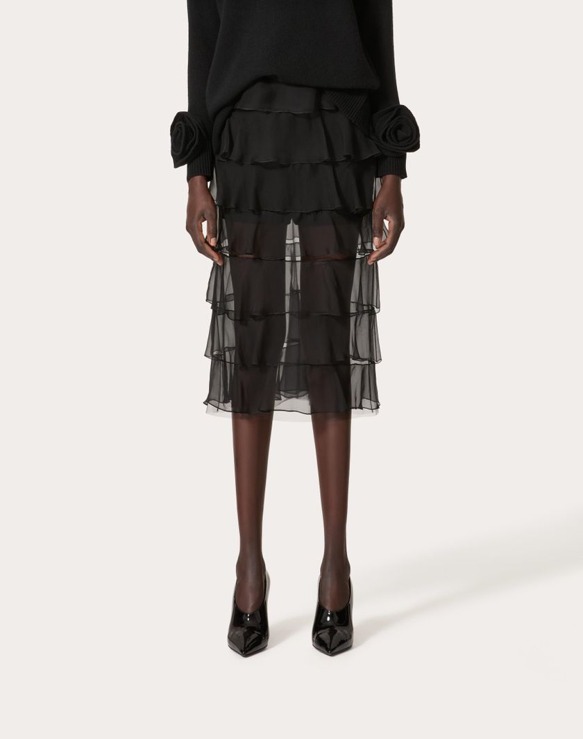 Valentino Handbags Gonna In Chiffon per Donna in Nero | Valentino IT In Vendita